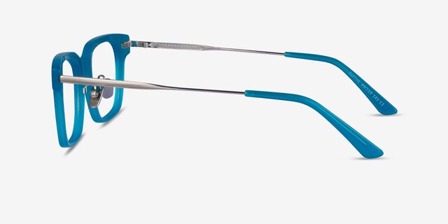 Blythe Aqua Silver AcetateEyeglass Frames from EyeBuyDirect, Side View