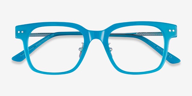 Blythe Aqua Silver AcetateEyeglass Frames from EyeBuyDirect, Closed View