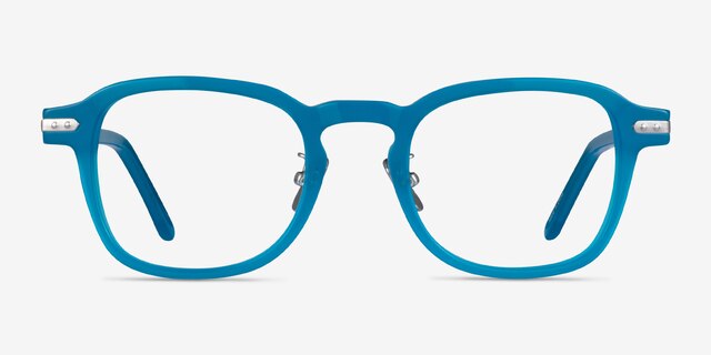 Lark Aqua Silver AcetateEyeglass Frames from EyeBuyDirect, Front View