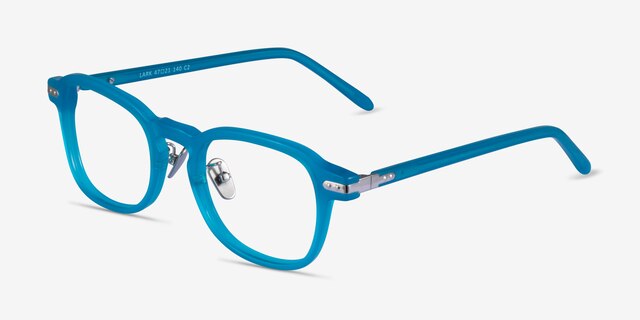 Lark Aqua Silver AcetateEyeglass Frames from EyeBuyDirect, Angle View