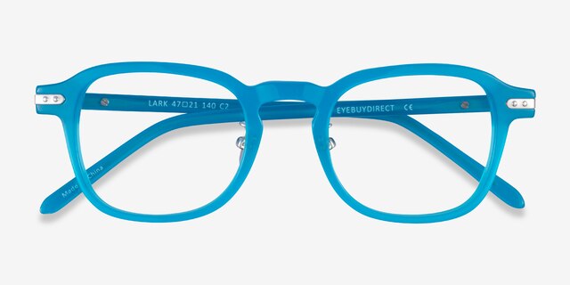 Lark Aqua Silver AcetateEyeglass Frames from EyeBuyDirect, Closed View