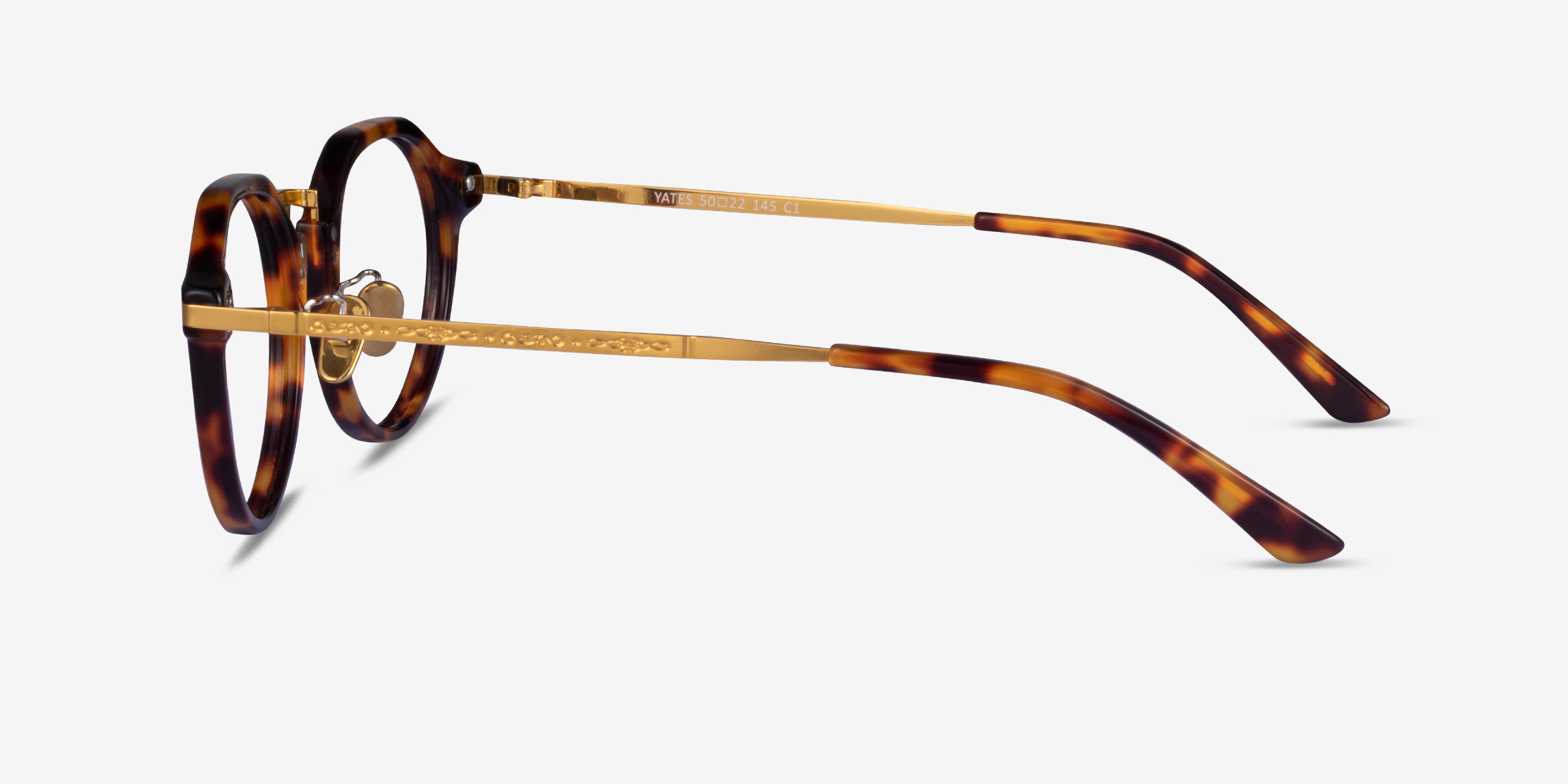 Yates Geometric Tortoise Gold Full Rim Eyeglasses 