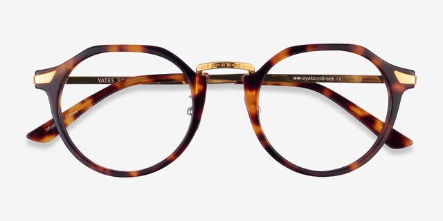 Yates Tortoise Gold AcétateMontures de lunettes de vue d'EyeBuyDirect, Vue Rapprochée