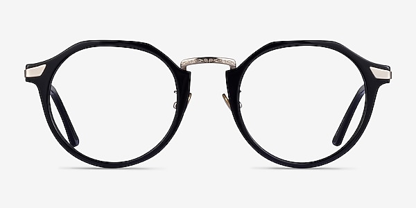 Yates Black Silver Acetate Eyeglass Frames