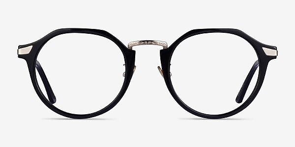 Yates Black Silver Acetate Eyeglass Frames