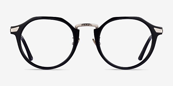 Yates Black Silver Acetate Eyeglass Frames