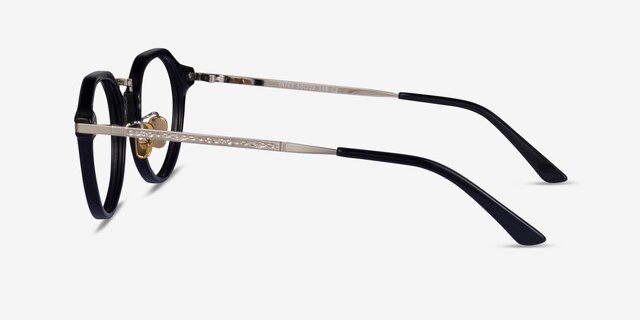 Yates Black Silver AcetateEyeglass Frames from EyeBuyDirect, Side View
