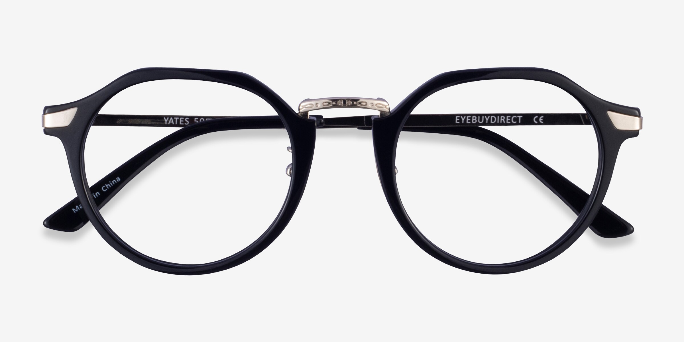 Yates Geometric Black Silver Full Rim Eyeglasses