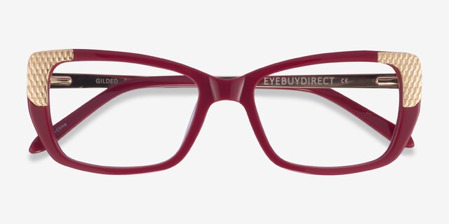Gilded Burgundy Gold AcetateEyeglass Frames from EyeBuyDirect, Closed View