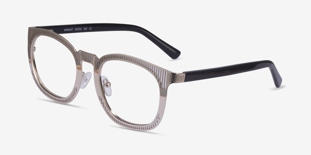 Wright Silver AcetateEyeglass Frames from EyeBuyDirect, Angle View