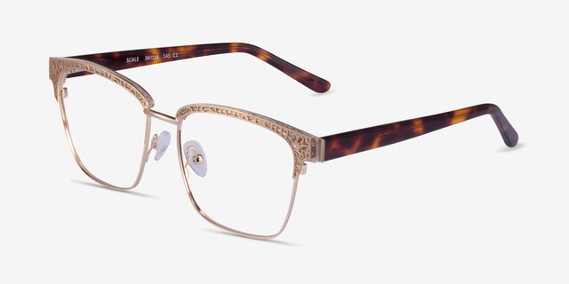 Scale Gold Tortoise AcetateEyeglass Frames from EyeBuyDirect, Angle View