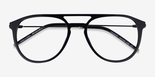 Tourist Black Gold AcetateEyeglass Frames from EyeBuyDirect, Closed View