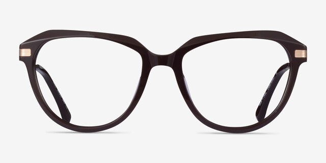 Exec Brown Gold AcetateEyeglass Frames from EyeBuyDirect, Front View