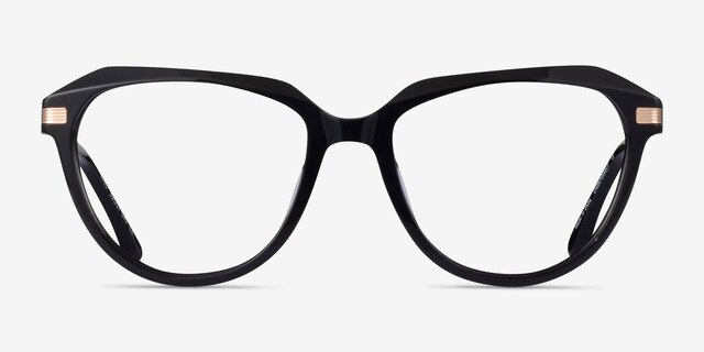 Exec Black Gold AcetateEyeglass Frames from EyeBuyDirect, Front View