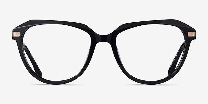 Exec Black Gold Acetate Eyeglass Frames