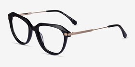 Exec Black Gold Acétate Montures de lunettes de vue d'EyeBuyDirect, Vue d'Angle