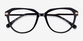 Exec Black Gold Acétate Montures de lunettes de vue d'EyeBuyDirect, Vue Rapprochée