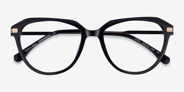 Exec Black Gold AcetateEyeglass Frames from EyeBuyDirect, Closed View