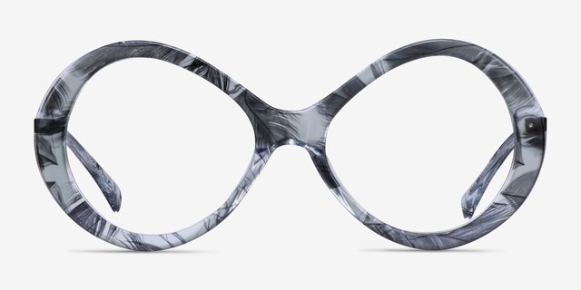 Endless Black Striped AcetateEyeglass Frames from EyeBuyDirect, Front View