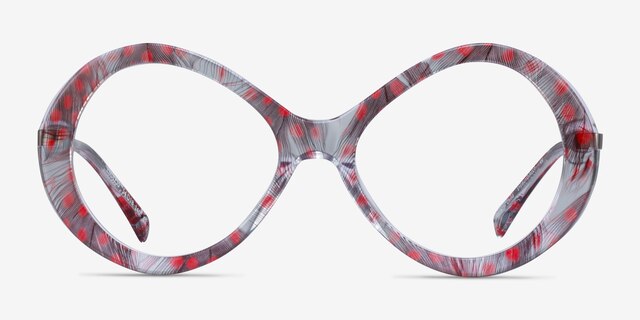Endless Red Striped AcetateEyeglass Frames from EyeBuyDirect, Front View