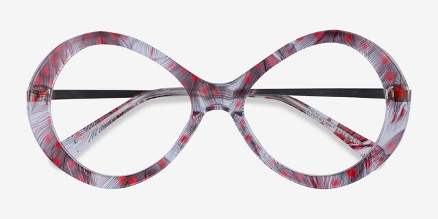 Endless Red Striped AcetateEyeglass Frames from EyeBuyDirect, Closed View