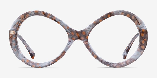 Endless Orange Striped AcetateEyeglass Frames from EyeBuyDirect, Front View