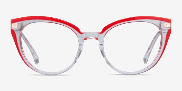 Friday Clear Red AcetateEyeglass Frames from EyeBuyDirect, Front View