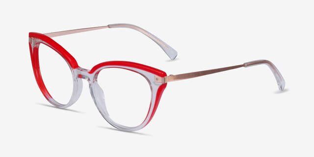 Friday Clear Red AcetateEyeglass Frames from EyeBuyDirect, Angle View