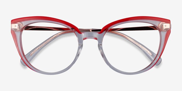 Friday Clear Red AcetateEyeglass Frames from EyeBuyDirect, Closed View