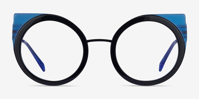 Khoa Blue Black AcetateEyeglass Frames from EyeBuyDirect, Front View