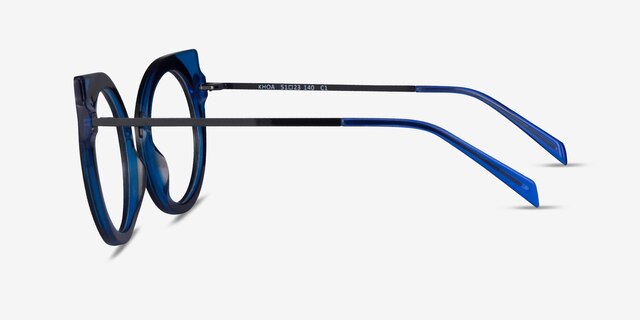 Khoa Blue Black AcetateEyeglass Frames from EyeBuyDirect, Side View