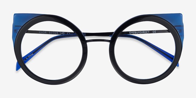 Khoa Blue Black AcetateEyeglass Frames from EyeBuyDirect, Closed View