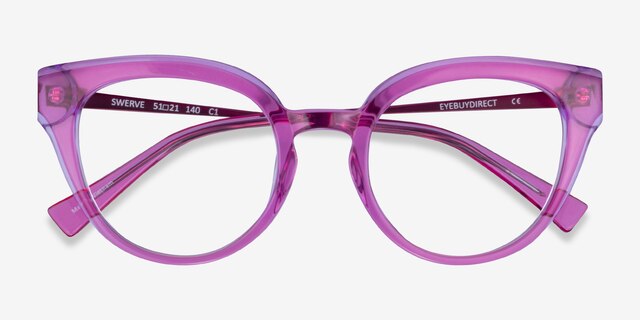 Swerve Clear Purple AcetateEyeglass Frames from EyeBuyDirect, Closed View
