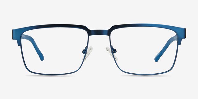 Video Matte Blue Carbon-fiberEyeglass Frames from EyeBuyDirect, Front View