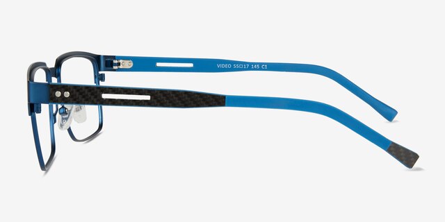 Video Matte Blue Carbon-fiberEyeglass Frames from EyeBuyDirect, Side View