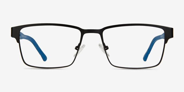 Victory Matte Black Blue Carbon-fiberEyeglass Frames from EyeBuyDirect, Front View
