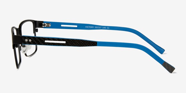 Victory Matte Black Blue Carbon-fiberEyeglass Frames from EyeBuyDirect, Side View