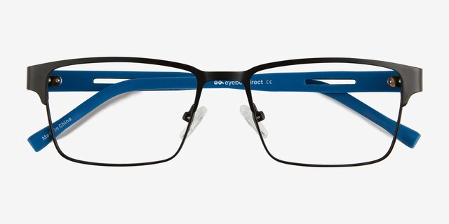 Victory Matte Black Blue Carbon-fiberEyeglass Frames from EyeBuyDirect, Closed View