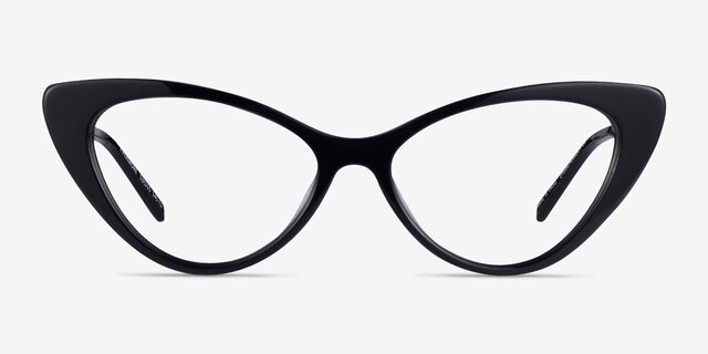 Evermore Noir AcétateMontures de lunettes de vue d'EyeBuyDirect, Vue de Face