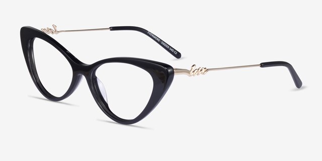 Evermore Noir AcétateMontures de lunettes de vue d'EyeBuyDirect, Vue d'Angle