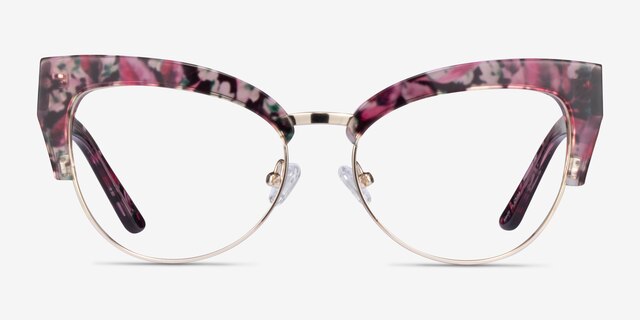 Freesia Red Floral Gold AcetateEyeglass Frames from EyeBuyDirect, Front View