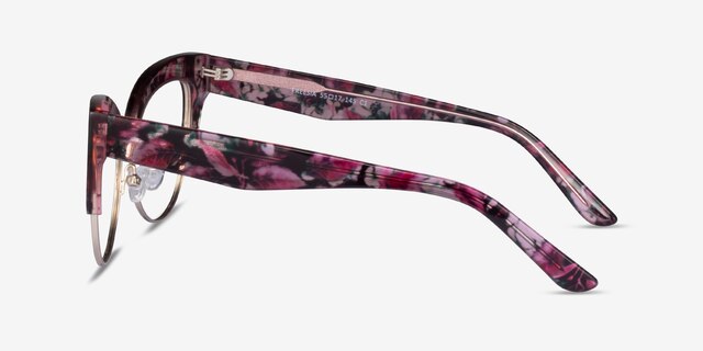 Freesia Red Floral Gold AcetateEyeglass Frames from EyeBuyDirect, Side View