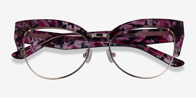 Freesia Red Floral Gold AcetateEyeglass Frames from EyeBuyDirect, Closed View