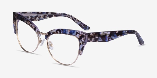 Freesia Purple Floral Gold AcetateEyeglass Frames from EyeBuyDirect, Angle View