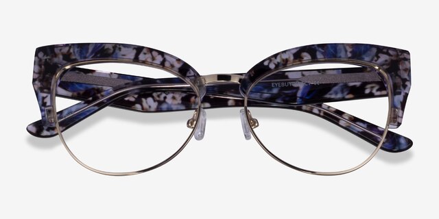 Freesia Purple Floral Gold AcetateEyeglass Frames from EyeBuyDirect, Closed View
