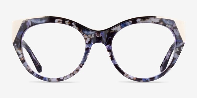 Lilium Purple Floral Gold AcetateEyeglass Frames from EyeBuyDirect, Front View