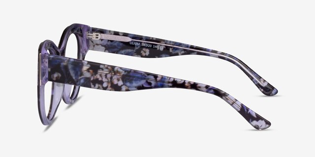 Lilium Purple Floral Gold AcetateEyeglass Frames from EyeBuyDirect, Side View