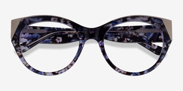 Lilium Purple Floral Gold AcetateEyeglass Frames from EyeBuyDirect, Closed View