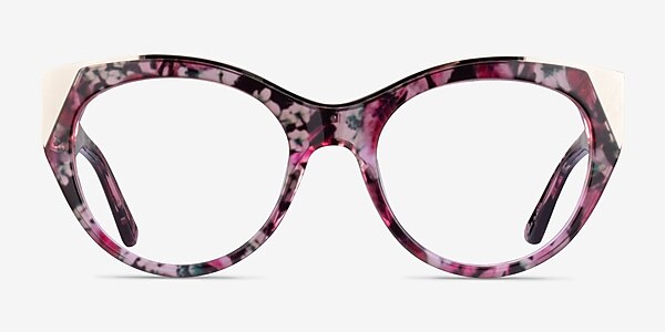 Lilium Red Floral Gold Acetate Eyeglass Frames