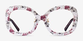 Paeonia Red Floral Acetate Eyeglass Frames from EyeBuyDirect, Front View